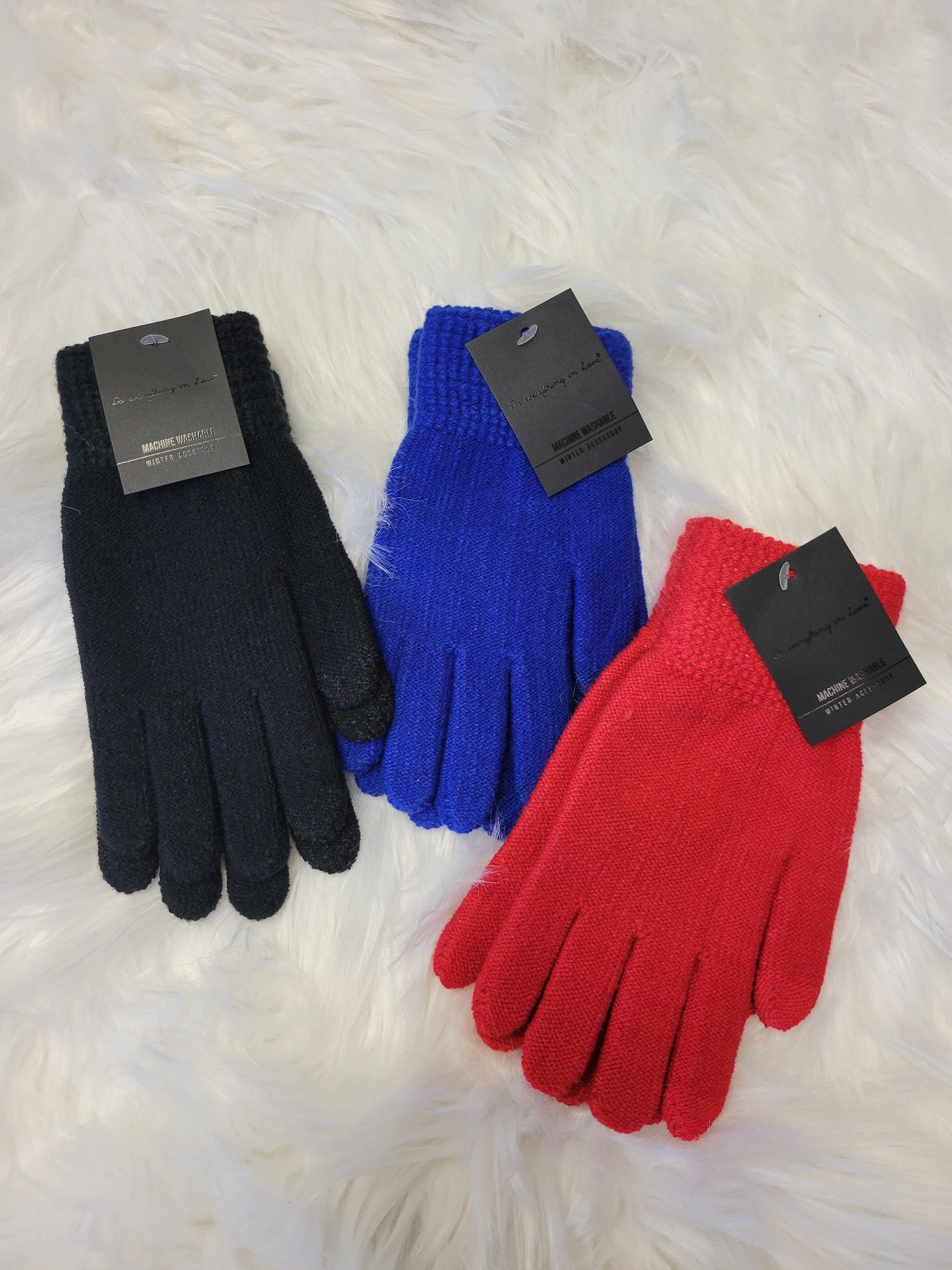 Solid Knit Touch Gloves