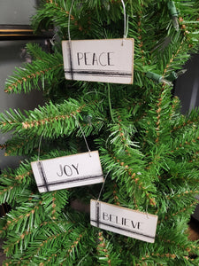 Peace Joy Believe Ornaments